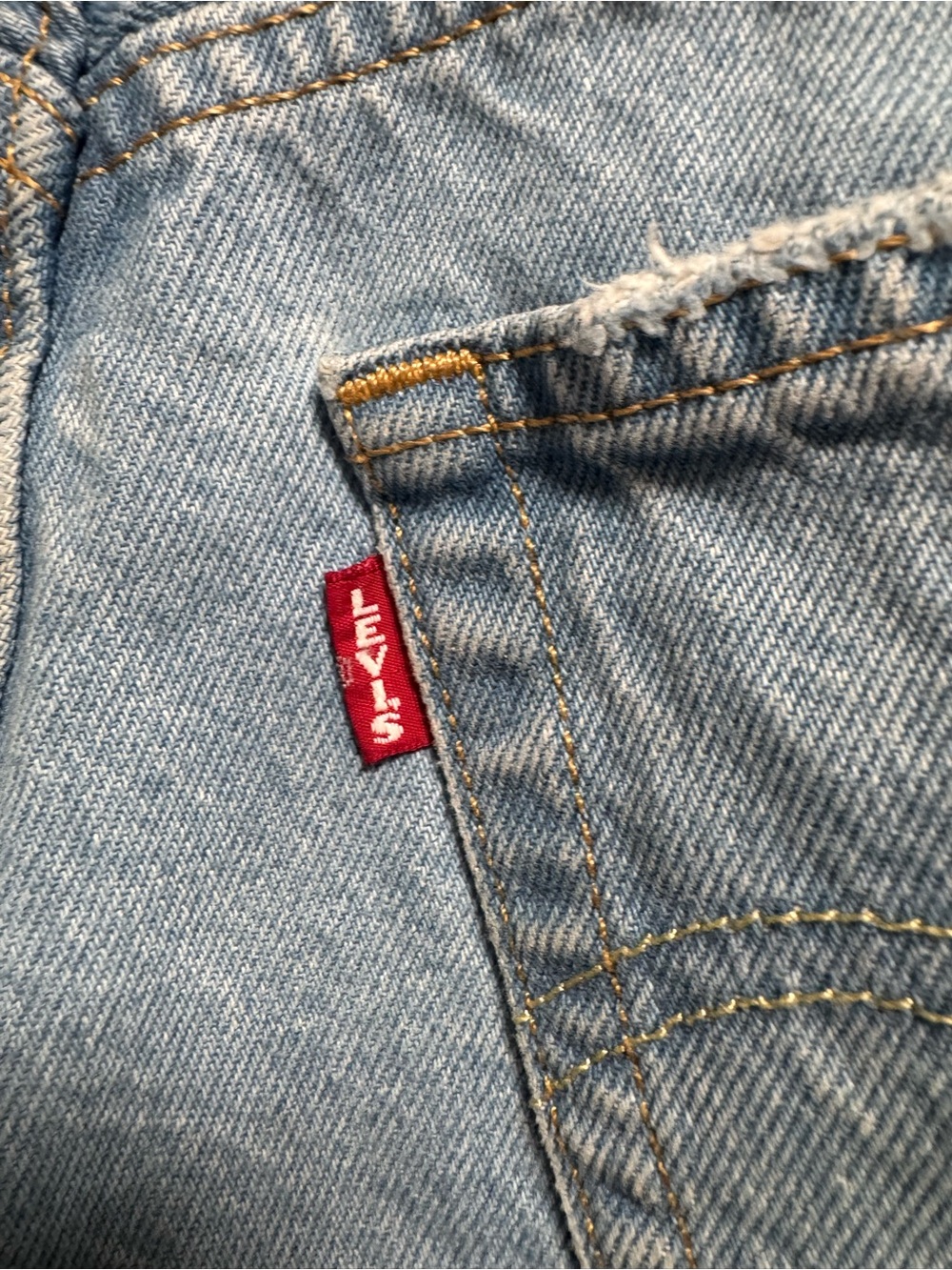 Levi's 501 “Capital E” Light Blue High-Rise Frayed Hem Denim Shorts Waist 28 - Picture 5 of 11